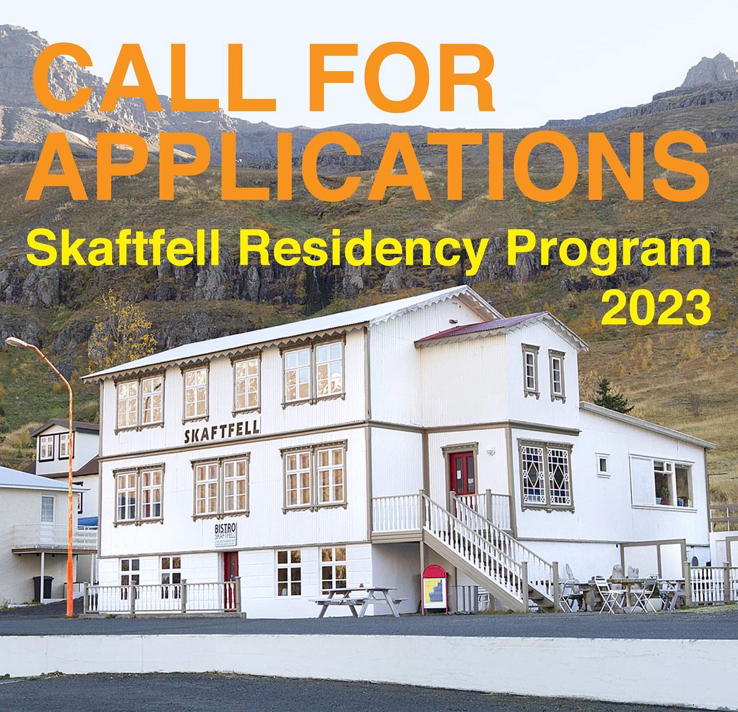 Skaftfell Residency Program – OPEN CALL 2023

Skaftfell is now inviting applications from individual artists and artistic collaborators to participate in its residency program in 2023. 

Application deadline: September 1, 2022

The Skaftfell residencies are self-directed. They offer quiet time and space for independent research, reflection, and experimentation. Artists are encouraged to use their stay for in-depth inquiries into their work processes and conceptual interests, to use the magnificent nature of the fjord as a source of energy and inspiration, and to embrace the idea of a “slow residency” that is embedded in a small but vibrant rural community. The program is best suited to visual artists, printmakers, artists with interdisciplinary practices, curators and art writers. 

Applications are received via our online application form.
Please visit Skaftfell’s website for the link and further information: https://skaftfell.is/en/call-for-applications-skaftfell-residency-program-2023/ 

Link in bio.

#skaftfellresidencyprogram #skaftfell #skaftfellartcenter #artistsinresidence #artistresidencies